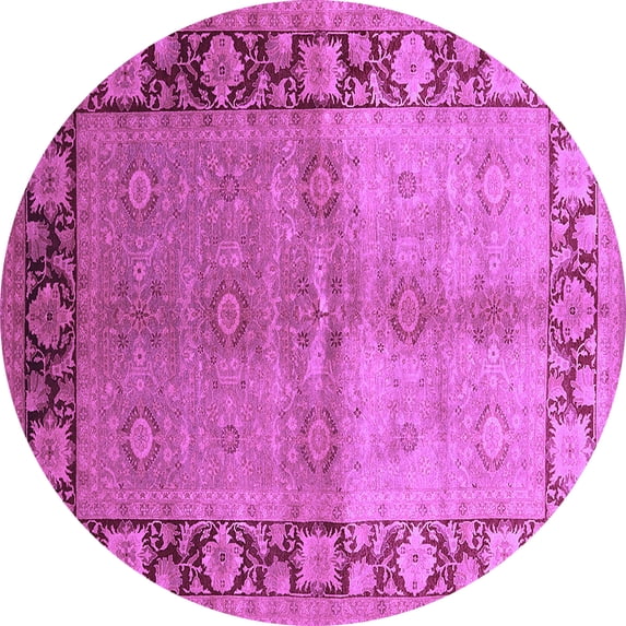 Ahgly Company Indoor Round Oriental Purple Industrial Area Rugs, 3' Round