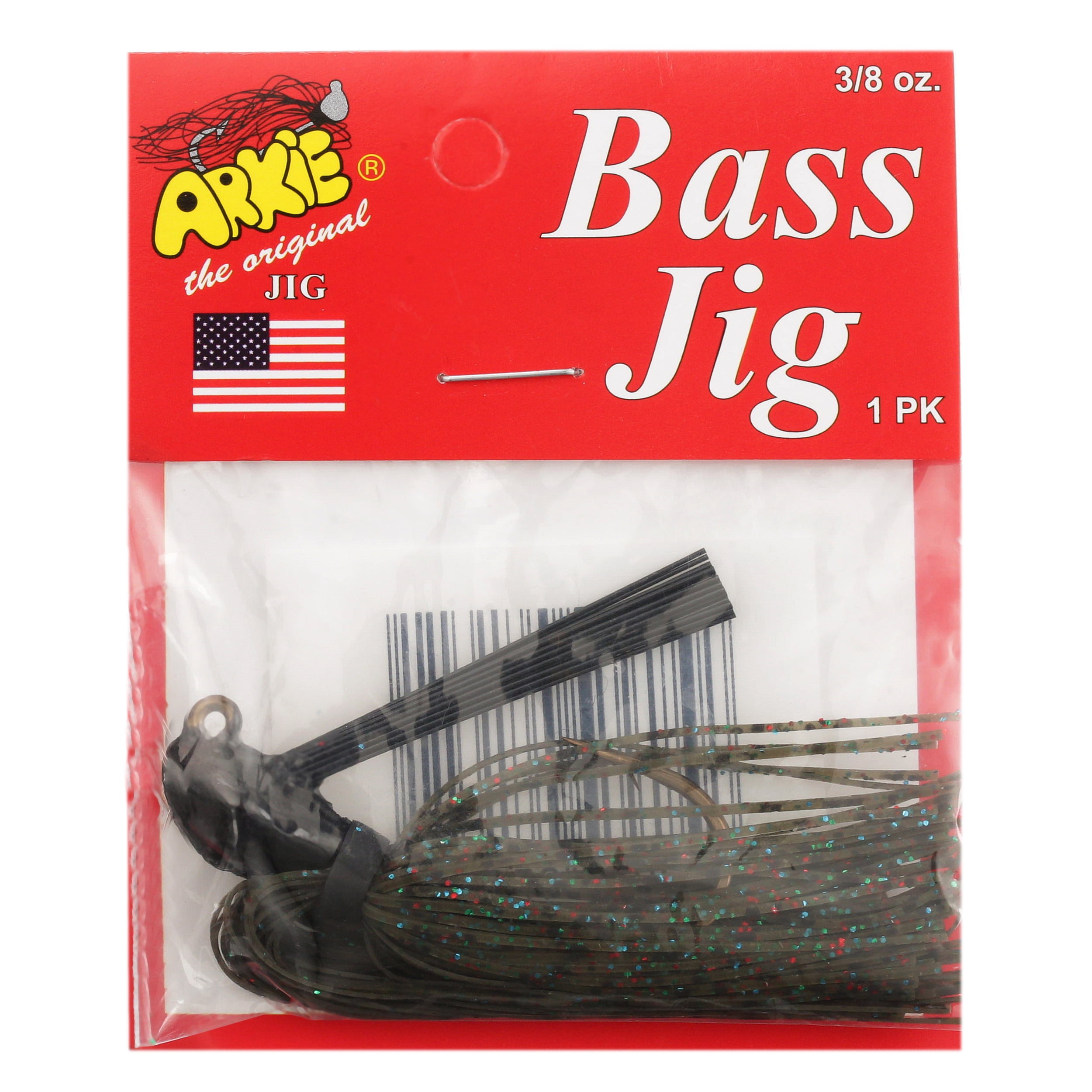 (3 pack) Arkie Lures Rattle Band Bass Jig, 3/8 oz, Blue Gill, RBJ-38-26