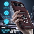 thumbnail image 4 of KOMI Case Compatible with Google Pixel 9/9 Pro Built in Slide Camera Lens Cover+Screen Protector+Finger Ring Holder Kickstand,Heavy Duty Shockproof Full Body Protective Phone Cover, Wine Red, 4 of 5