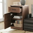 thumbnail image 2 of WAMPAT End Table with 1 Drawer & Door, Farmhouse Large Sofa Side Table, Modern Tall Nightstand with Adjustable Storage Shelf, Accent Cabinet for Living Room,Rustic Brown, 2 of 5