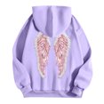 thumbnail image 5 of vigerkar Long Sleeve Wings Graphic Hoodie, Fashion Pullover Hooded Sweatshirt for Women (Purple, M), 5 of 5