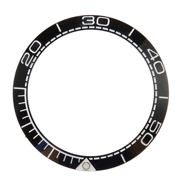 Inserto de bisel de reloj profesional Accesorio de repuesto de reparación de anillo de bisel de reloj de cerámica de 38 mm para relojero Base negra Línea punteada de dígitos blancos