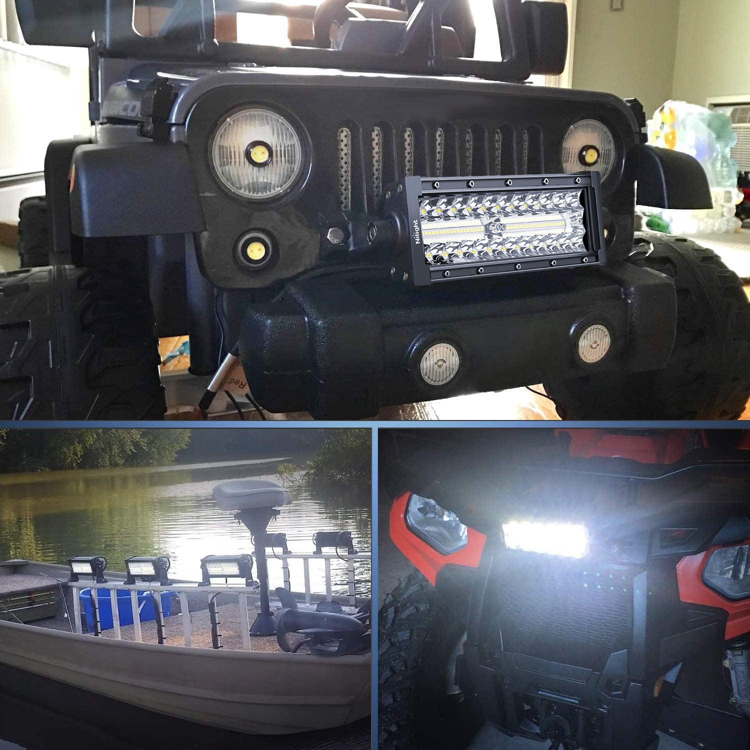 Nilight LED Light Bar 9.5Inch Triple Row Spot Flood Combo 64LEDs Lights Fog Light Driving Light Work Light Backup Light Bumper Lights for Off-Road Truck SUV ATV UTV, 2 Years Warranty