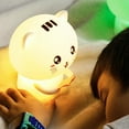 thumbnail image 4 of Silicone Colorful Cute Cat USB Charging LED Record Light Night Lamp for Home Bedroom(Pink), 4 of 18
