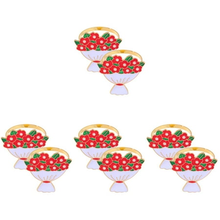 

Bestonzon 8 pcs Rose Bouquet Shape Napkin Holder Napkin Buckles Wedding Napkin Holders