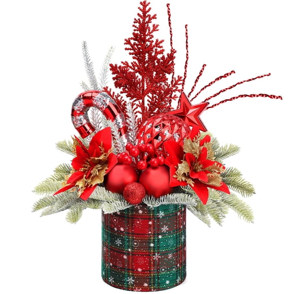 Árbol de Navidad KPX artificial para mesa, tamaño pequeño, con adornos