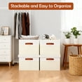thumbnail image 6 of Storage Bins with Lids, 2 Pack Extra Large Blanket Storage Baskets with Lids, Closet Organizers Bins for Living Room, Nursery, Beige and White, 6 of 11