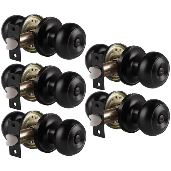 Probrico Boutons de Porte Intérieurs avec Serrure, Fini Noir Mat, Poignées de Porte Réversibles Sans Clé, Bouton Boule Plat de Verrouillage de Porte pour l'Intimité Intérieure pour Chambre/chauve-Souris