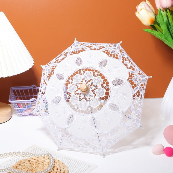 Toyandona White Lace Umbrella Cotton for Wedding Decor and Photo Props