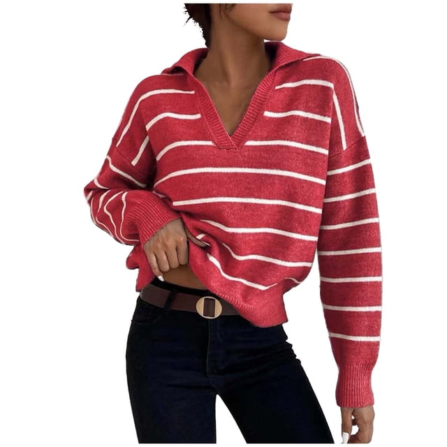 Mrat Chandails Mignons pour Femmes Nouveau Cardigan de Printemps Col en V Manches Longues Grande Taille Oversize Cardigan pour Femmes Tricoté Extérieur Chandails d'Automne pour Femmes P-328 Rouge-A TG