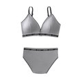 thumbnail image 2 of Gibobby Conjuntos de bragas con sujetador Lindo conjunto de lencería de dos piezas para mujer Sujetador inalámbrico sin y tanga Conjunto de ropa interior(Gris, Talla única), 2 of 4