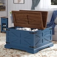 thumbnail image 2 of Winkalon Farmhouse Coffee Table, Square Wood Center Table with Storage and Lift Top, Metal Corners for Living Room, Blue, 2 of 9