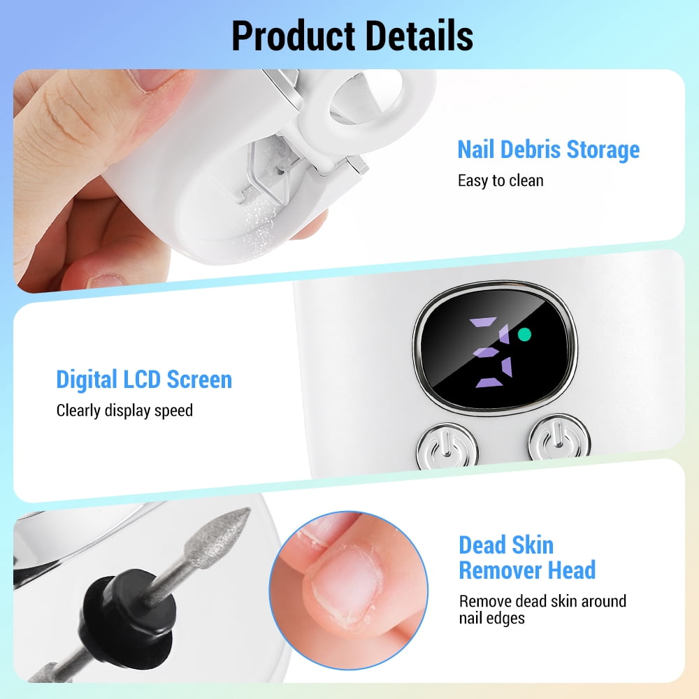 FlareMore 2-in-1 Electric Nail Clipper with Magnifier & LED Light, Automatic Nail Trimmer 3-Speed Quiet, Rechargeable USB Nail Clipper for Seniors Kids & Adults, Safe for Thick Nails & Toenails