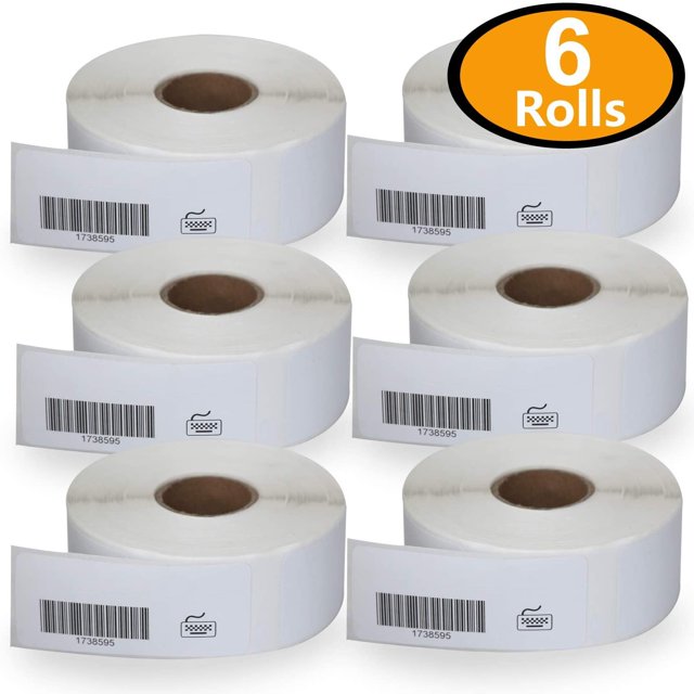 6 Rolls Dymo 1738595 Compatible 3/4" x 2-1/2" Barcode/File Labels