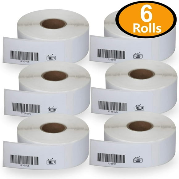 6 Rolls Dymo 1738595 Compatible 3/4" x 2-1/2" Barcode/File Labels
