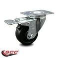 thumbnail image 2 of 3 Inch Soft Rubber Wheel Swivel Top Plate Caster with Total Lock Brake SCC, 2 of 2
