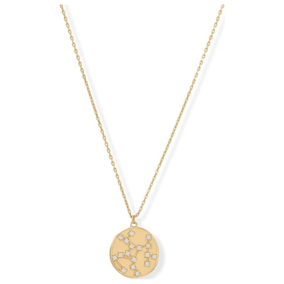 Precious Stars 14k Yellow Goldplated Sterling Silver Cubic Zirconia Sagittarius Coin Constellations Necklace