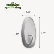 FrogTape reMOVEables Medium Brushed Nickel Heavy Duty Hooks, 2 Hooks and 4 Adhesive Strips