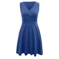 thumbnail image 4 of Ahabrexf Nightgowns for Women with Pockets V Neck Sleeveless Loose Mid Calf Sleepwear Gown 1Pc, 4 of 7