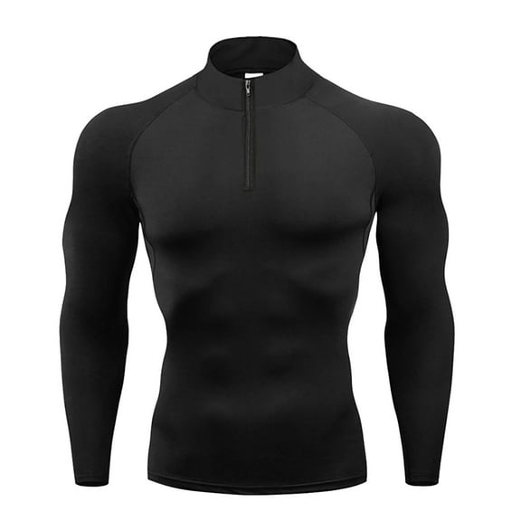 Men's Fitted Stretch Long Sleeve T Shirt Gym Running Cycling Slim Breathable Athletic Workout Shirt for Sports and Fitness Mens Casual Crew Neck Basic Tees