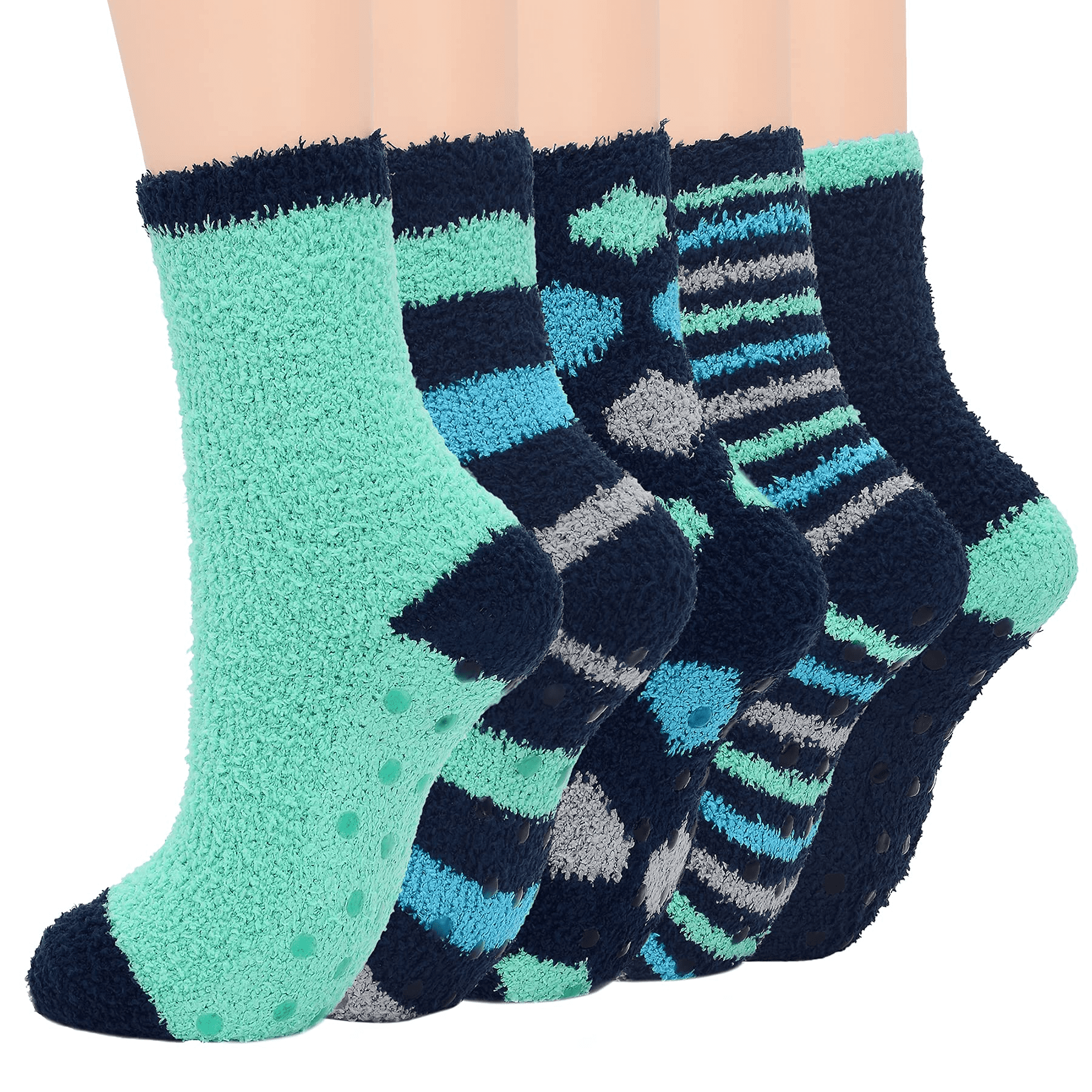 Zando Fuzzy Cozy Socks Cute Fuzzy Socks With Grippers for Women Long