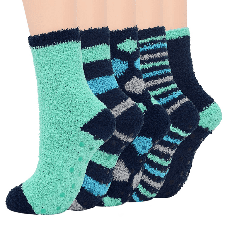 Zando Fuzzy Cozy Socks Cute Fuzzy Socks With Grippers for Women Long Fuzzy  Grippy Socks