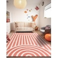 thumbnail image 3 of Unique Loom Whimsy Kids Collection Area Rug - Lines (5' 3" x 8' Rectangle Soft Coral Pink/Ivory), 3 of 9