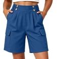 thumbnail image 2 of MLCDZ Women's Lightweight Hiking Cargo Shorts Elastic Waist Wide Leg Loose Fit Shorts Multiple Pockets Running Athletic Camping Travel Golf Short Pants, 2 of 10