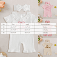 thumbnail image 3 of KPOPLK Baby Girl Romper Infant Fall Winter Clothes Ruffle Sweater Short Sleeve Bodysuit Jumpsuit and Headband for 0-18 Months Size 3-6 Months,Watermelon Red, 3 of 4