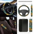 thumbnail image 3 of Renewold American Tribal Sunflower Car Seat Cover Set 12 PCS with Steering Wheel Cover Seat Belt Pad Armrest Cover Garbage Bin Air Vent Pocket Rearview Mirror Cover Coasters Keychain, 3 of 7