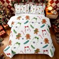 thumbnail image 2 of Erosebridal Bow Gingerbread Man Twin Quilt Set, Candy Cane Twin Coverlet Set, Off White Tan, 2pcs, 1 Bedspread and 1 Pillowcase, 2 of 7