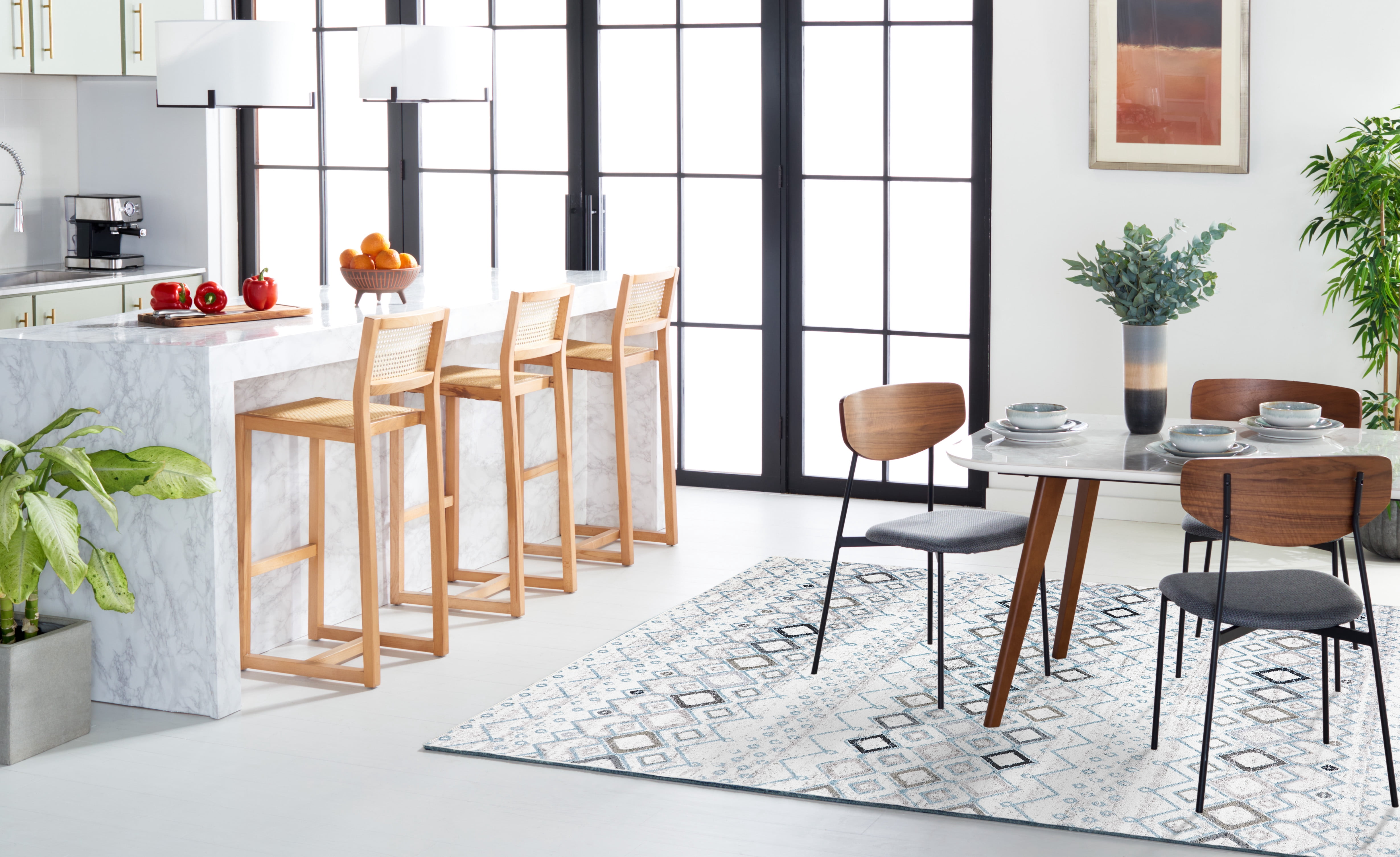 Safavieh Amsterdam Gladwin Geometric Area Rug, Ivory/Grey, 5'1" x 5'1" Square