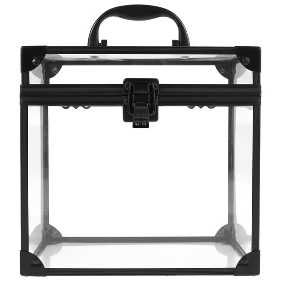 Austok Makeup Box Clear Cosmetic Case with Latches and Handle Large Capacity Toiletry Organizer Box Travel Makeup Tools Box for Vanity Bathroom Counter Dresser