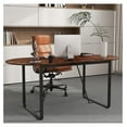 thumbnail image 4 of 71 Inches Executive Table, Oval Home Office Table with Cable Management Hole & Metal Frame, Seminar, Conference Table for 10 People, Large Business Furniture for Meeting Room, 4 of 8