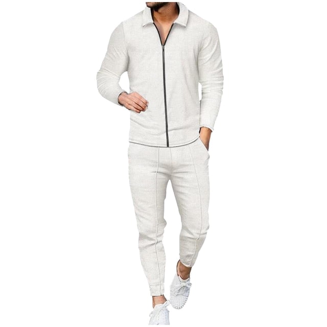 Cameland Men's 2pc Tracksuits Set Jackets&Pants Jogger Solid Color Long Sleeve Jogging Athletic Suits Open Front Outfits Causal Running Sports Sweatsuit