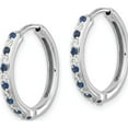thumbnail image 2 of 14K White Gold Diamond And Sapphire Hinged Hoop Earrings (18 X 19) Made In India em5607-sa-020-wa, 2 of 5