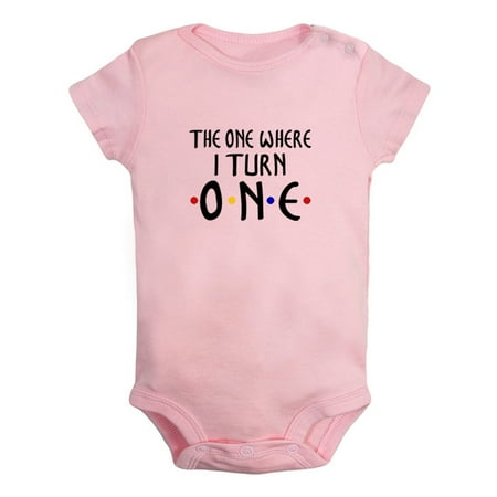 

The one Where I turn ONE Funny Rompers For Babies Newborn Baby Unisex Bodysuits Infant Jumpsuits Toddler 0-12 Months Kids One-Piece Oufits (Pink 0-6 Months)