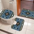 thumbnail image 4 of Blue Southwest Bath Mat 3 Piece Bathroom Rug Set, Farmhouse Boho Aztec Abstract Geometric Non Slip Bath Rug Contour Mat and Toilet Lid Cover, Absorbent Shower Mats Soft Bath Rugs and Mats Sets, 4 of 8