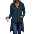 thumbnail image 4 of Sokhug Womens Hooded Long Length Sweatshirt Coat Full Zip Loose Fit Slit Dual Side Pockets Soft Breathable Casual Outerwear Jacket, 4 of 8