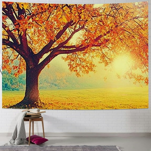 BCIIG Tree Sun Autumn Tapestry Wall Hanging Unique Style Graphic Tapestries Home Wall Decor Art for Living Room Bedroom Apartment Farmhouse Dorm 40x30inch