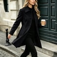 thumbnail image 6 of Single Breasted Wool Coat for Women Lapel Collar Long Sleeve Mid Length Casual Winter Outerwear, 6 of 8
