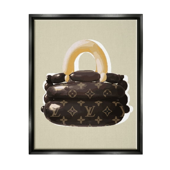 Stupell Industries Balloon Designer Purse Abstract Painting Black Floater Framed Art Print Wall Art, 17 x 21