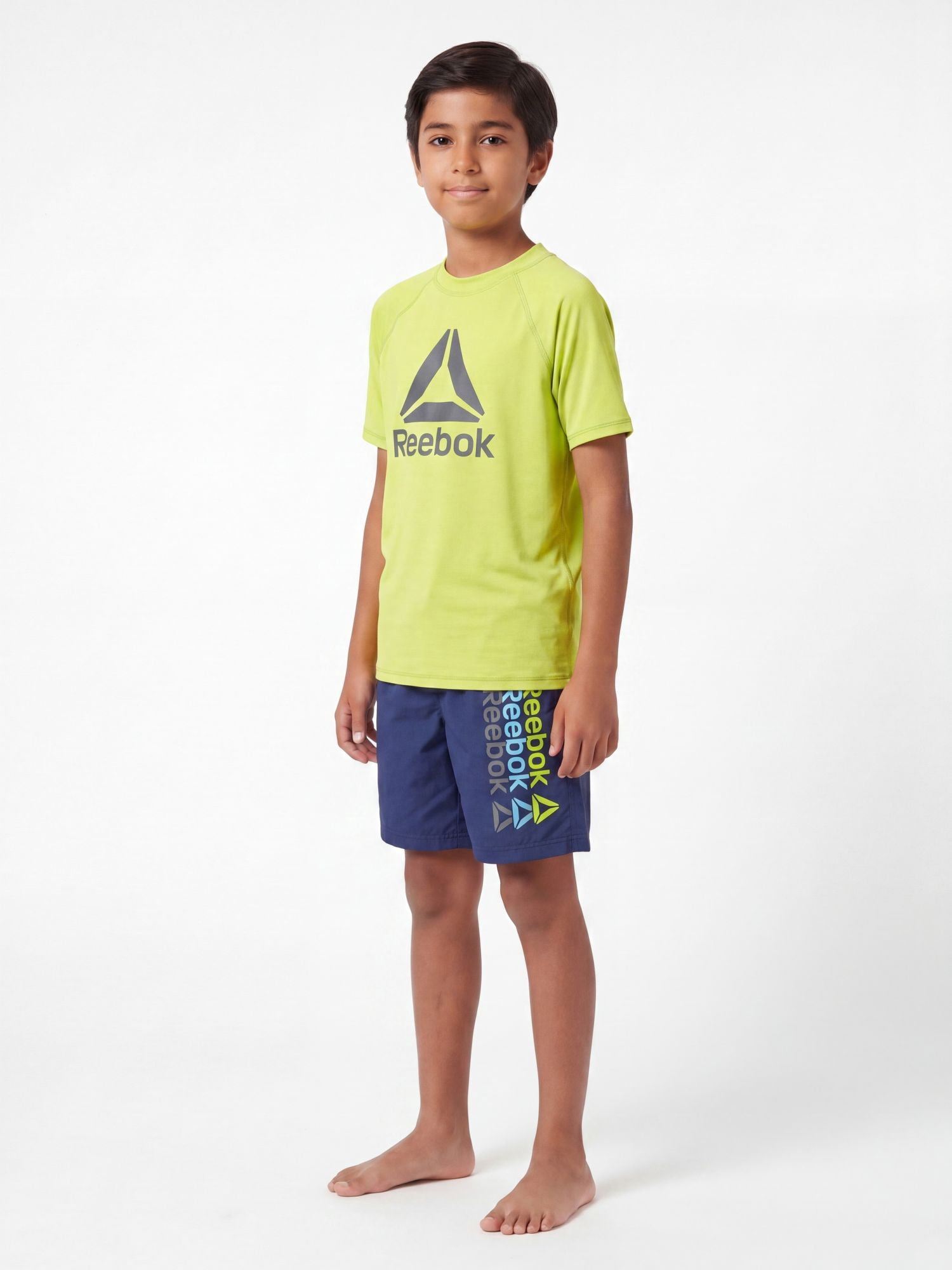 Reebok Boys Volley Swim Trunks with Elastic Drawstring Waistband and UPF 50+ Protection, Sizes 4-18