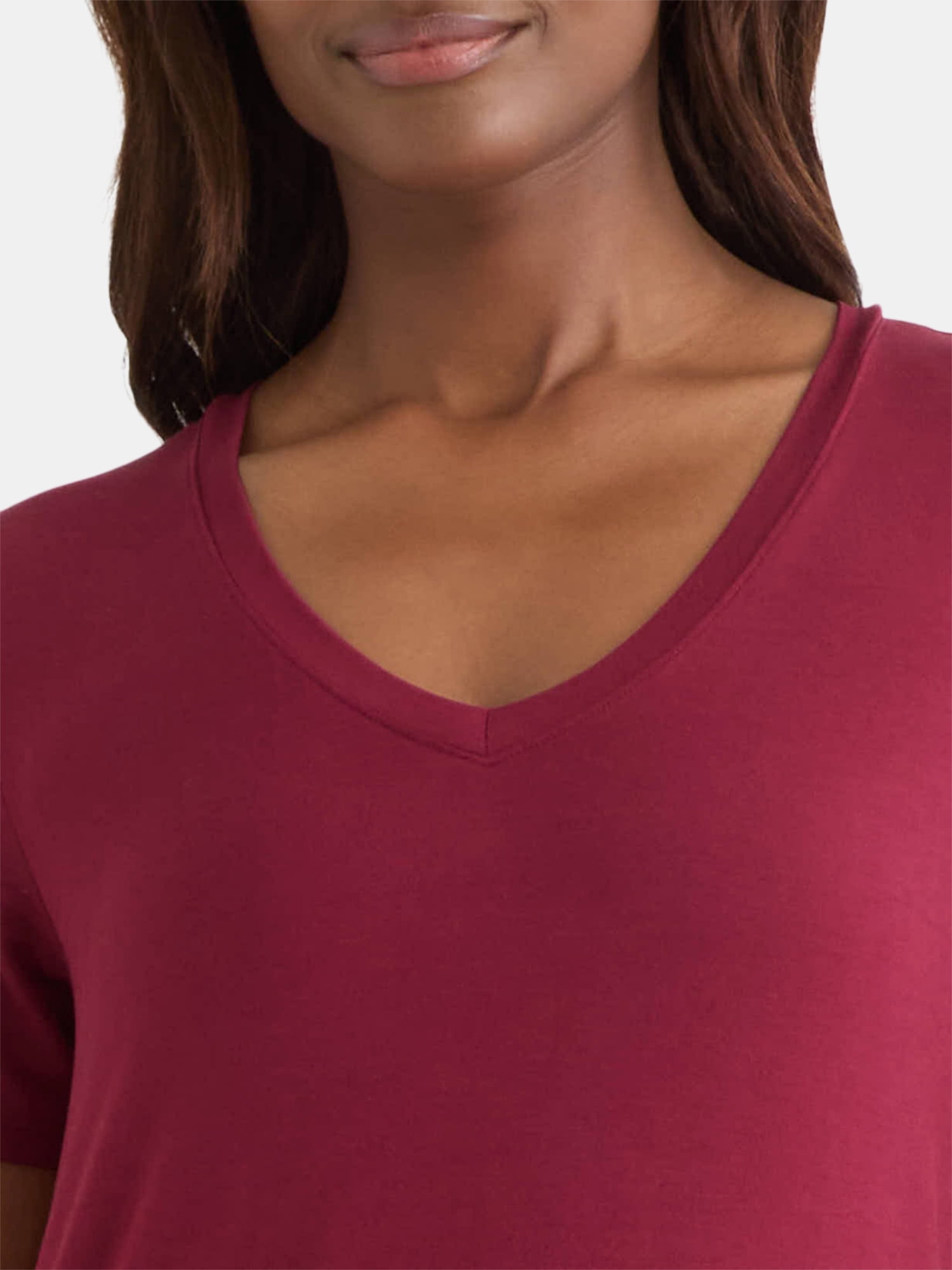 Time and Tru Women's V-Neck Tunic Tee with Short Sleeves, Sizes XS-XXXL