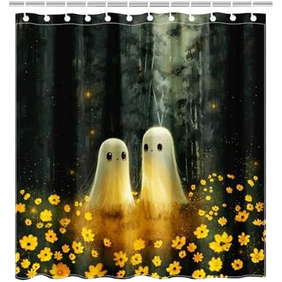 Ybomd,Playful Ghost Pattern Halloween Shower Curtain, Made from Durable Polyester Fabric, Cute Bathroom Decor for Seasonal Home Accent and Festive Atmosphere