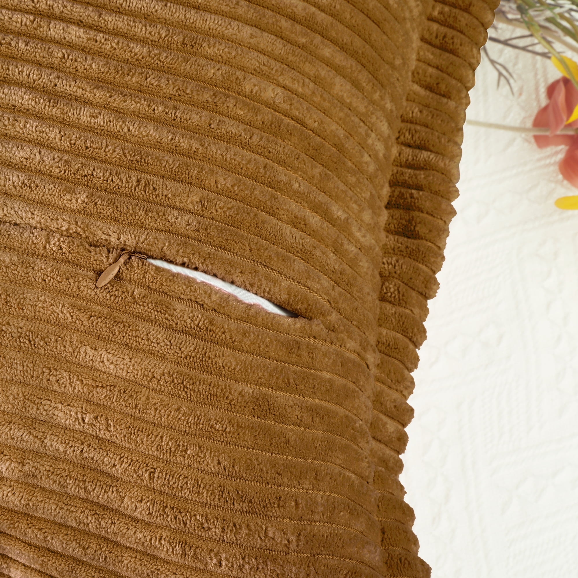 Unique Bargains 4 Pcs Solid Corduroy Throw Pillow Covers Wide Bordered Pillowcase Brown 18" x 18"