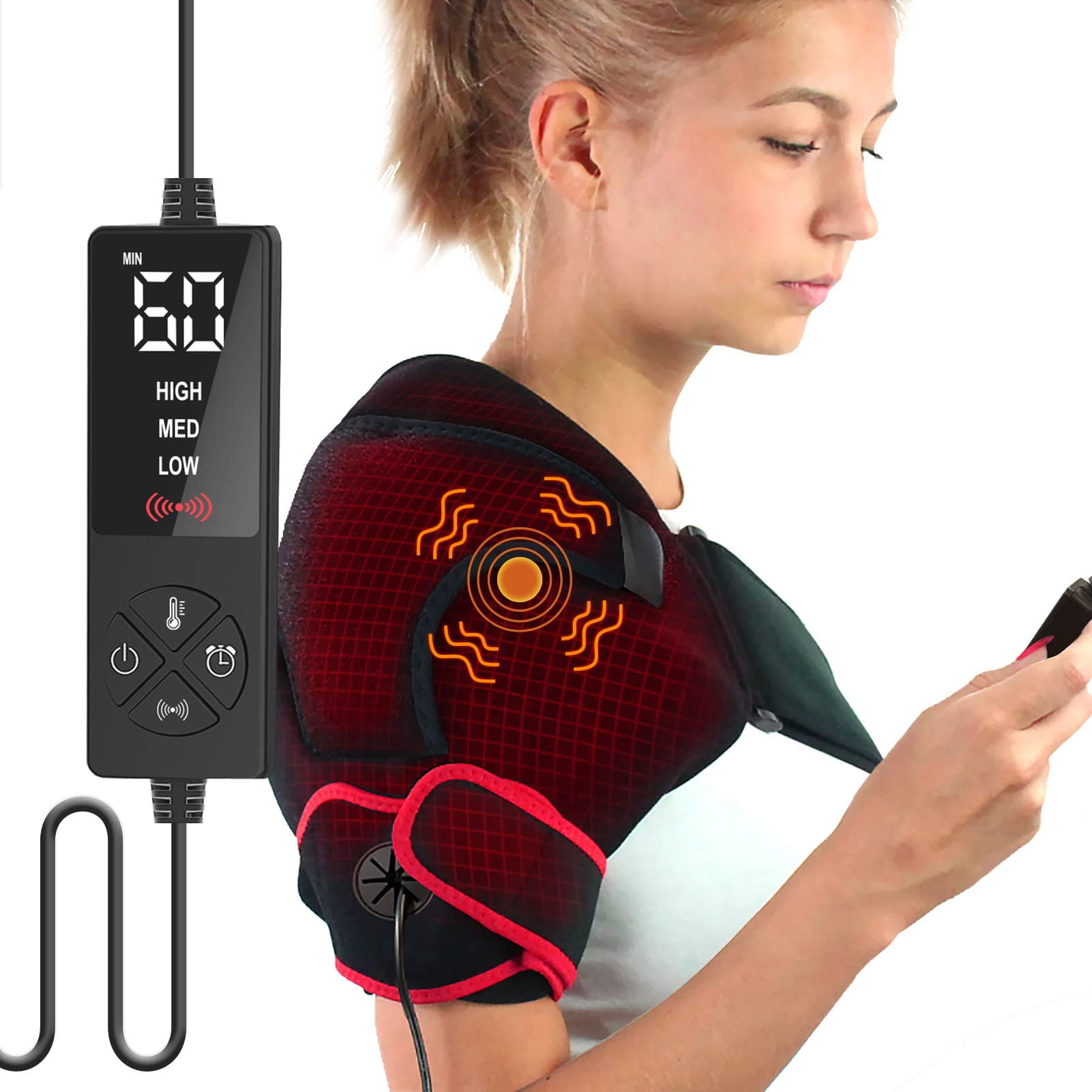 Creatrill Shoulder Heating Pad with Massager for Shoulder Pain Relief