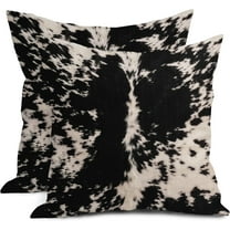Cowhide Print Pillow Covers 20X20 Inch Black White Cow Spots Decorative Square Pillow Cases Set of 2 Farmhouse Western Home Decor Cotton Linen Throw Pillows For Bedroom Sofa Couch Porch Outdoor