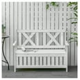 thumbnail image 2 of Patio Wooden with Storage Box, 29 Gallon Outdoor Storage , Large Entryway Deck Box w/ X-Shape Back, for Deck, Porch & Balcony, White, 2 of 9