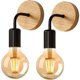 thumbnail image 1 of Paquete de 2 luces de pared industriales para interiores, apliques de pared de madera, lámpara de pared de metal, decoración de pared retro, para sala de estar, dormitorio (bombillas no incluidas), 1 of 5